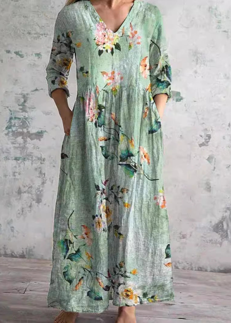 Luchtige midi-jurk met bloemenprint