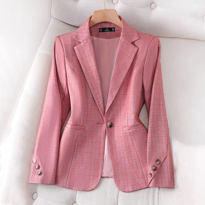 Annika | Getailleerde damesblazer met rasterpatroon