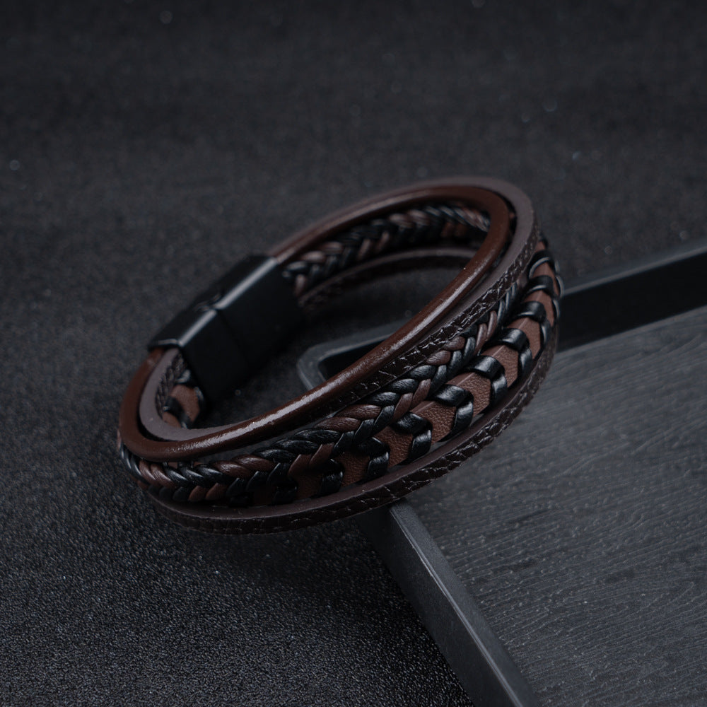 Gelaagde gevlochten armband met magneetsluiting