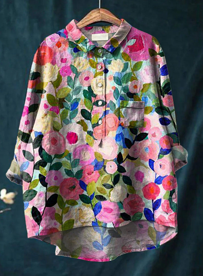 Blouse met bloemenpatroon en borstzak