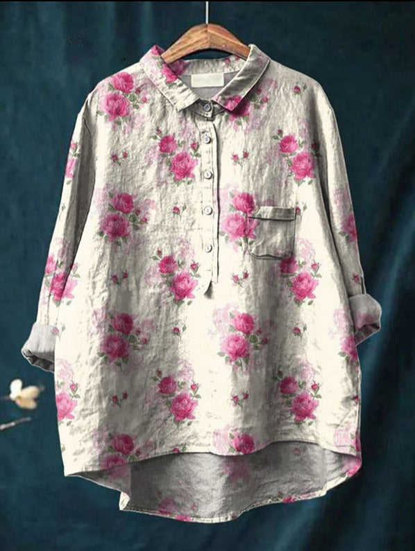 Blouse met bloemenpatroon en borstzak