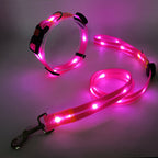 Lichtgevende LED honden halsband met riem