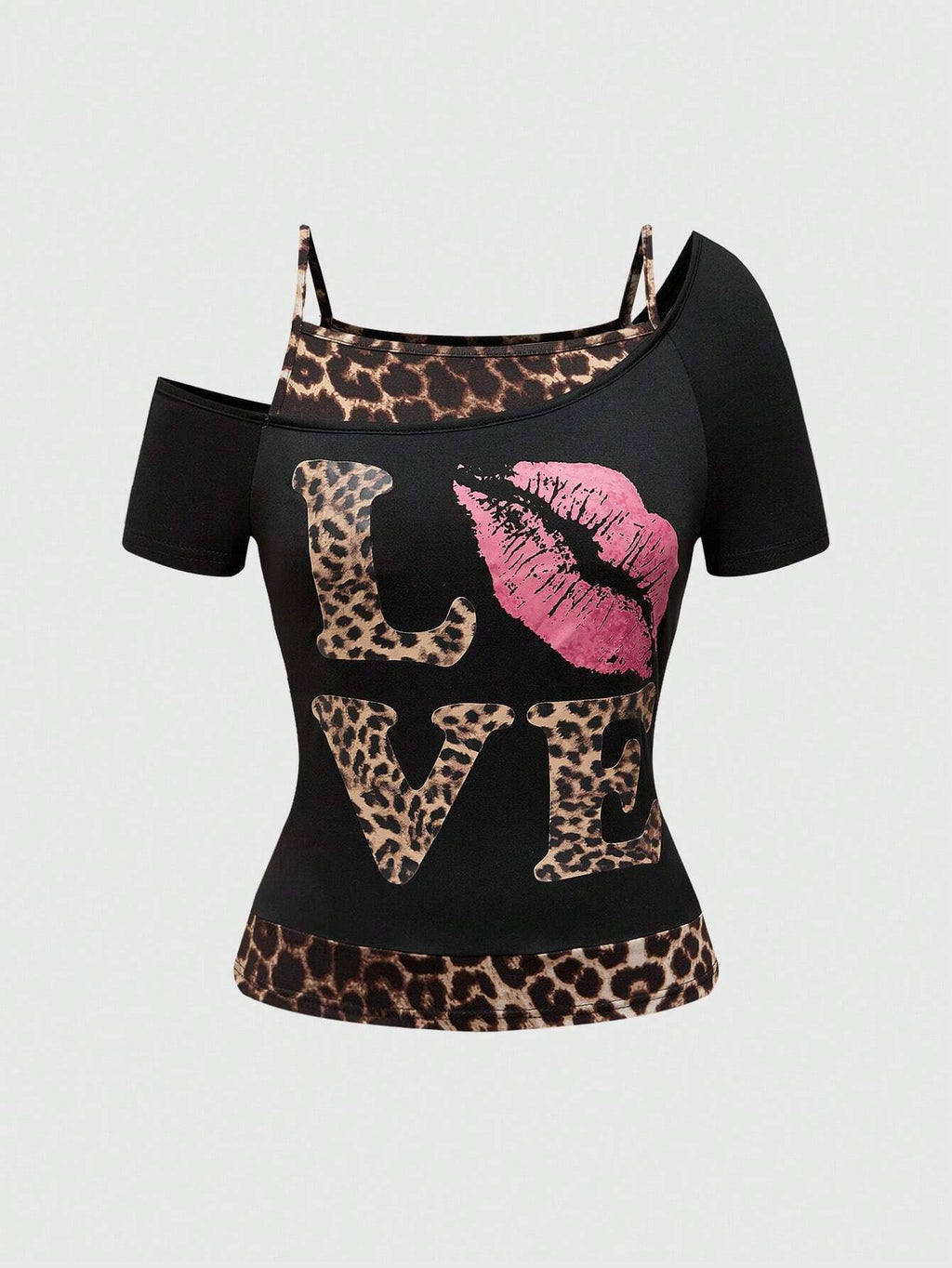Dames off-shoulder shirt met luipaardprint