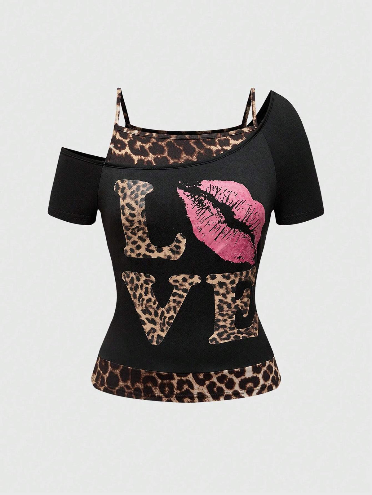 Dames off-shoulder shirt met luipaardprint