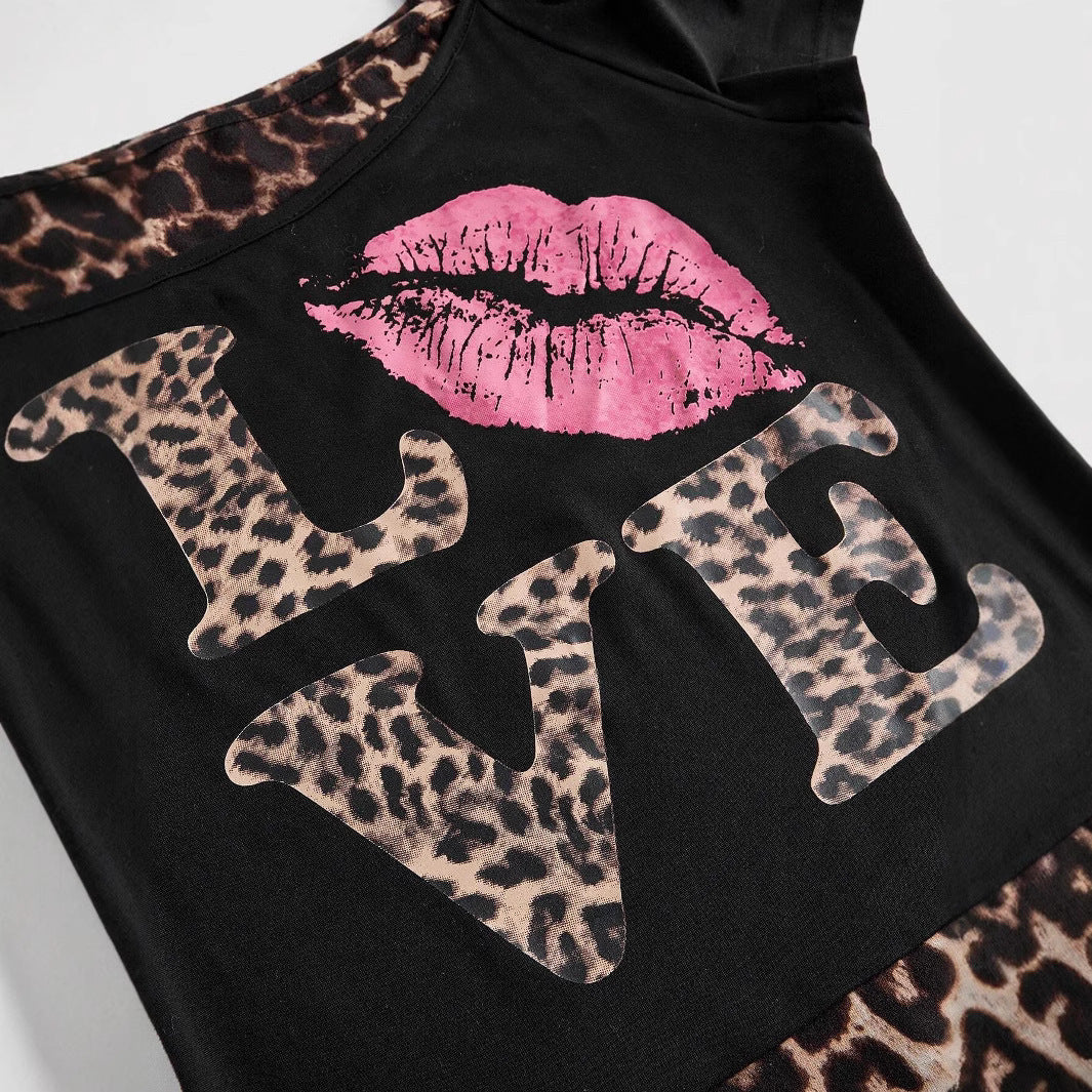Dames off-shoulder shirt met luipaardprint