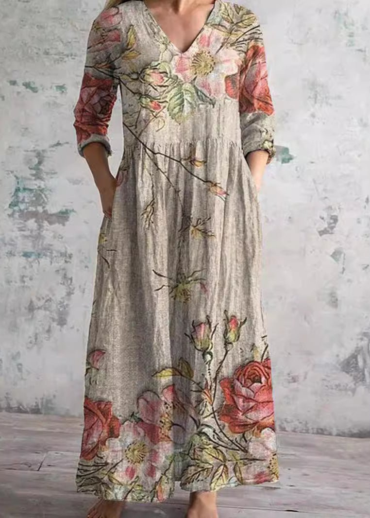 Luchtige midi-jurk met bloemenprint