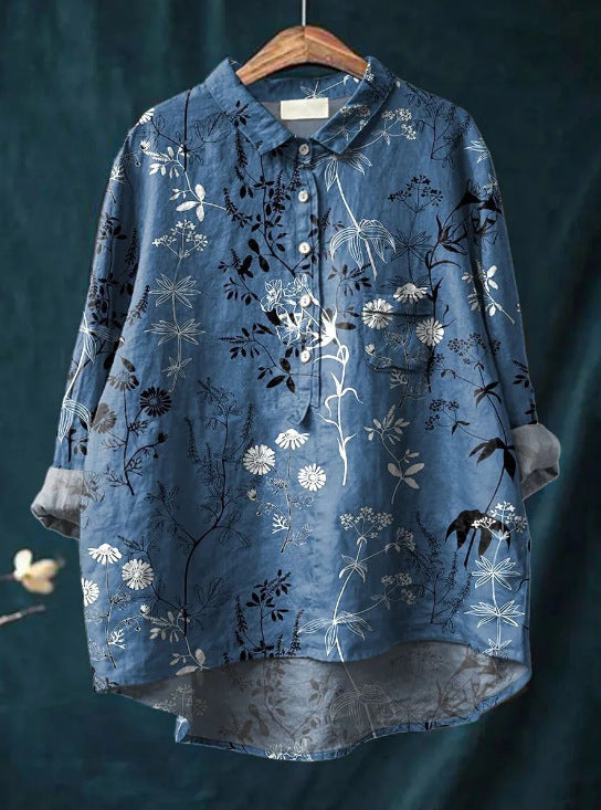 Blouse met bloemenpatroon en borstzak