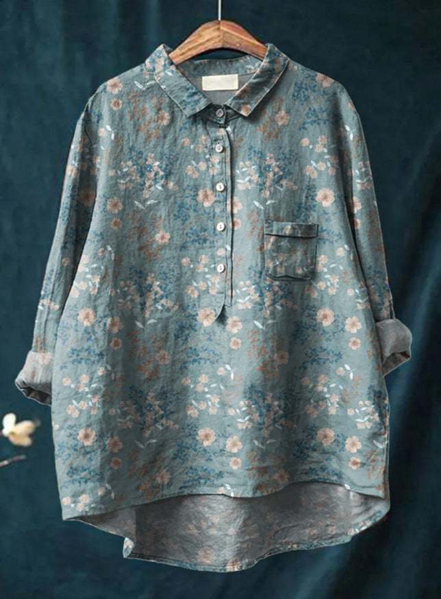 Blouse met bloemenpatroon en borstzak