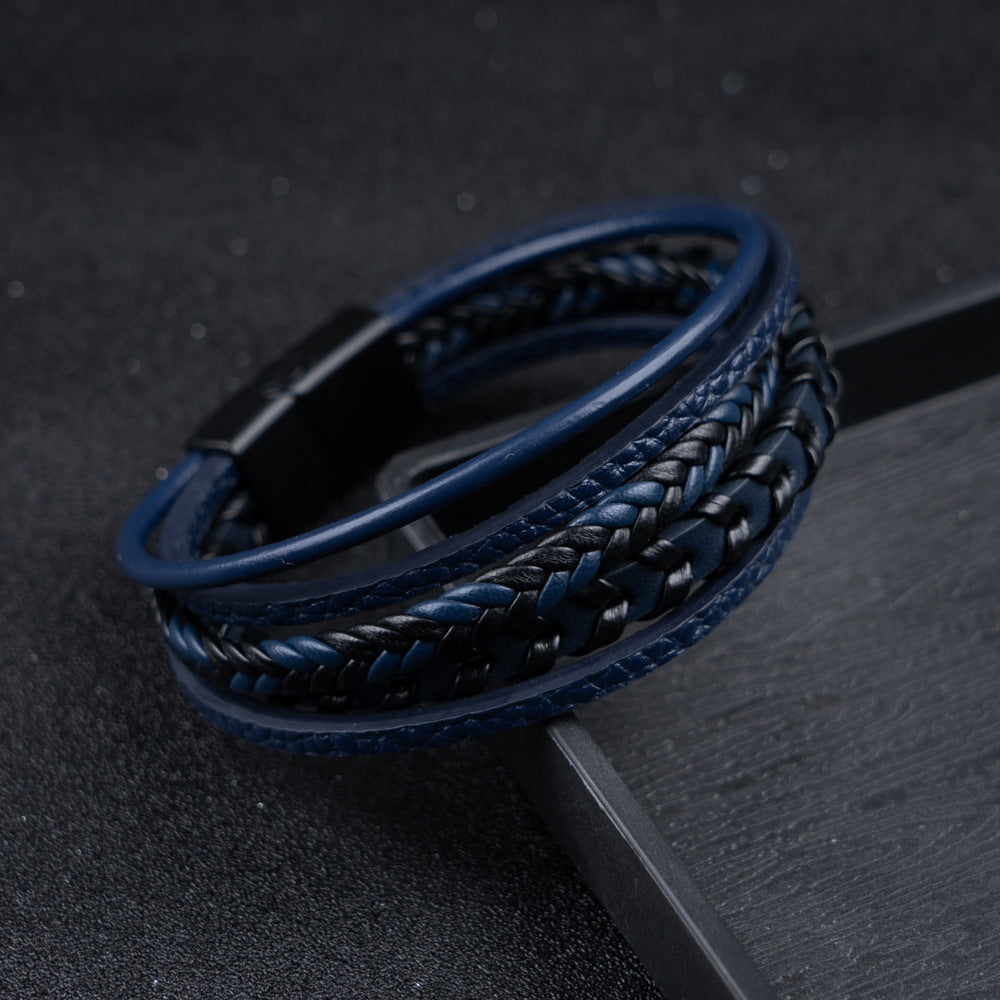 Gelaagde gevlochten armband met magneetsluiting