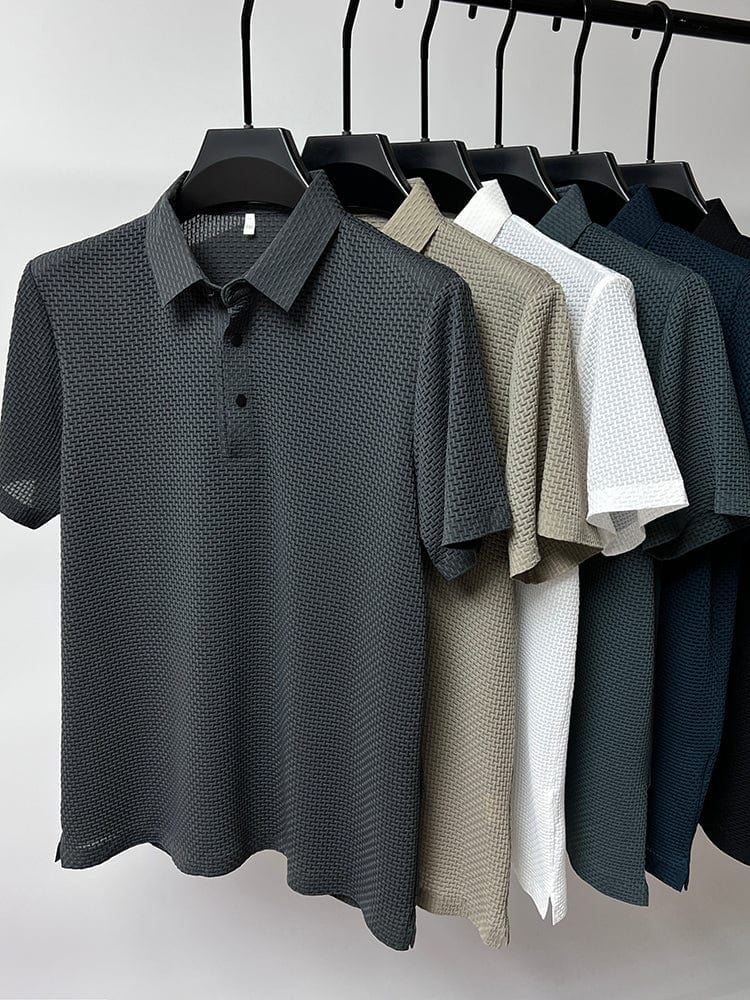 Ademend heren poloshirt met mesh-details en slim fit — afbeelding 18