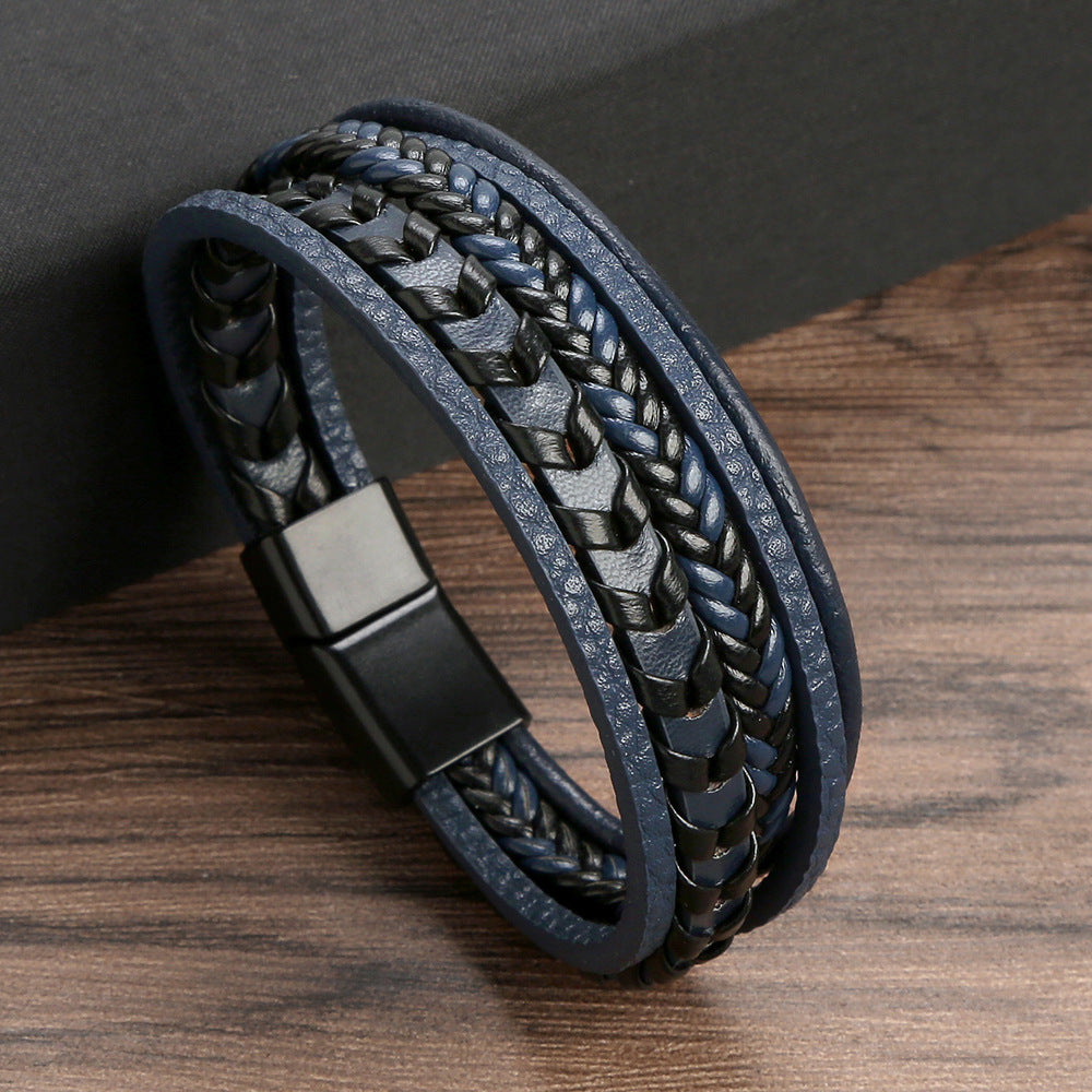 Gelaagde gevlochten armband met magneetsluiting