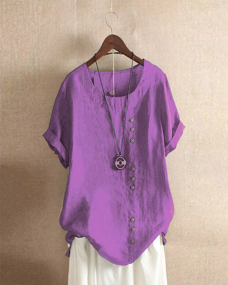 Rafaela | Lichte blouse met asymmetrische knoopdetails