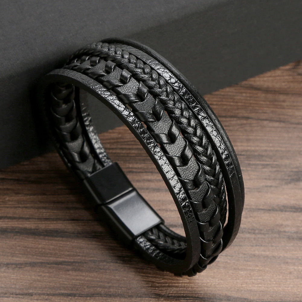 Gelaagde gevlochten armband met magneetsluiting