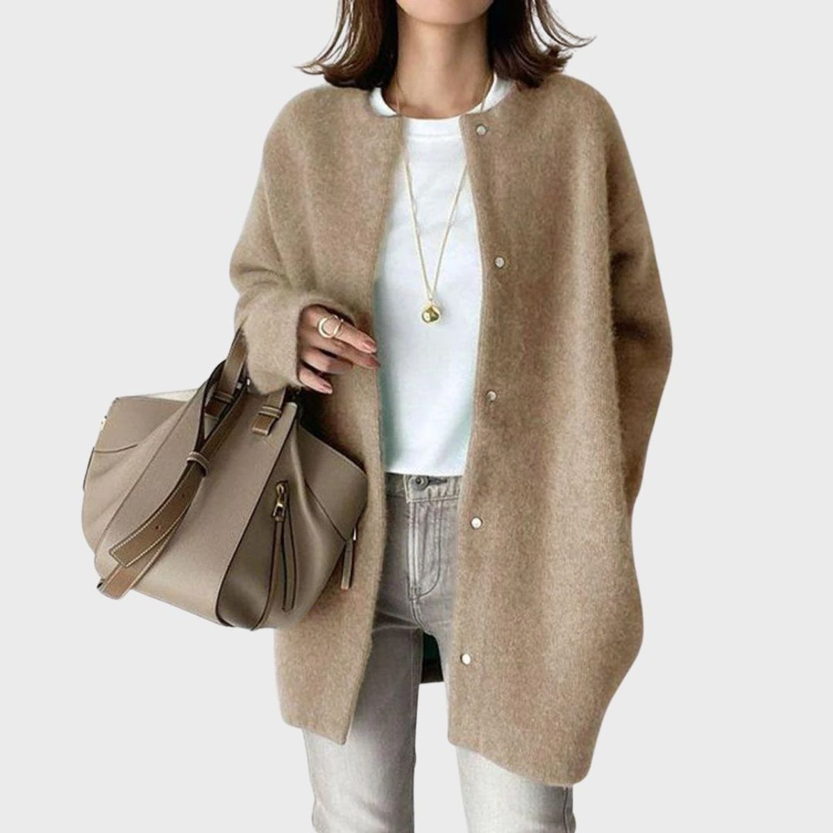 Kathy | Oversized kasjmieren vest met drukknopen