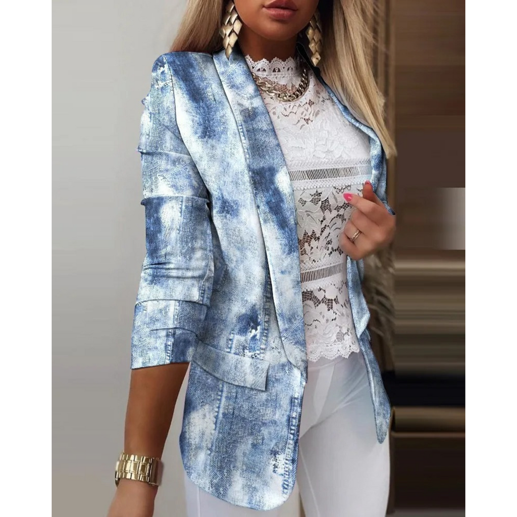 Damesblazer met omslagkraag en print