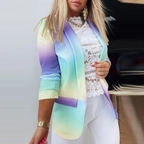 Damesblazer met omslagkraag en print