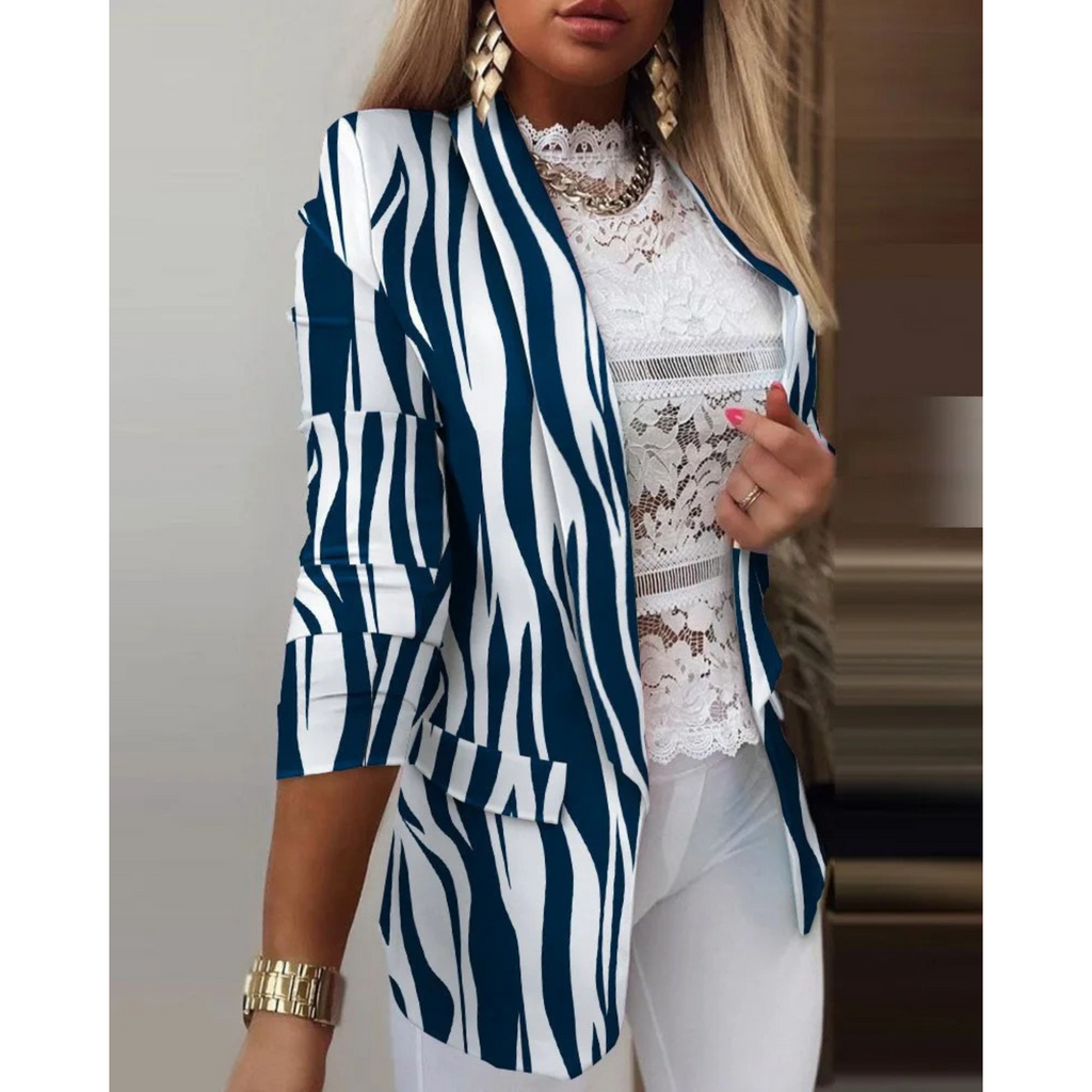 Damesblazer met omslagkraag en print