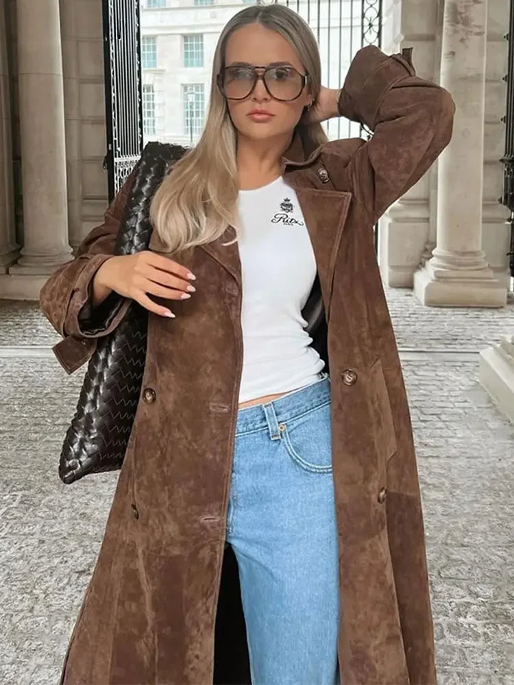 Faux suede winterjas voor dames
