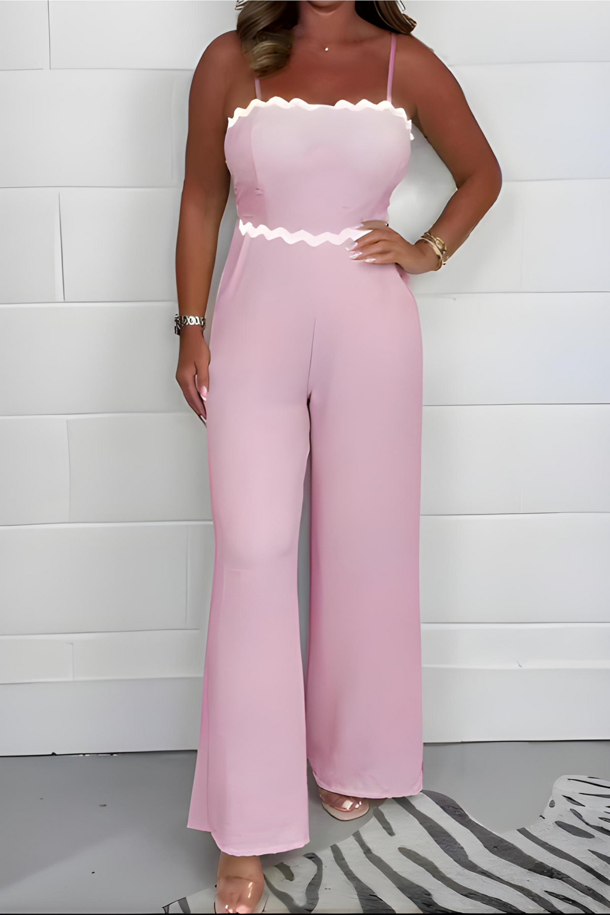 Off-Shoulder zomer jumpsuit met kleurblokstijl — afbeelding 6