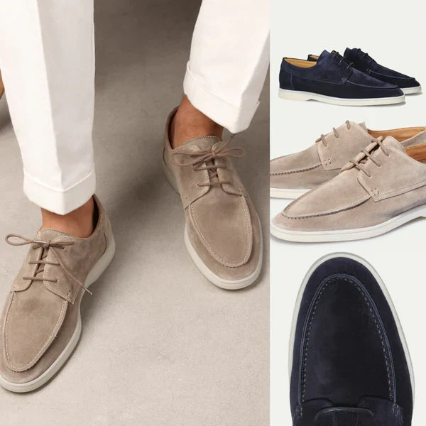 Leren herenschoenen met veters en stevige zool