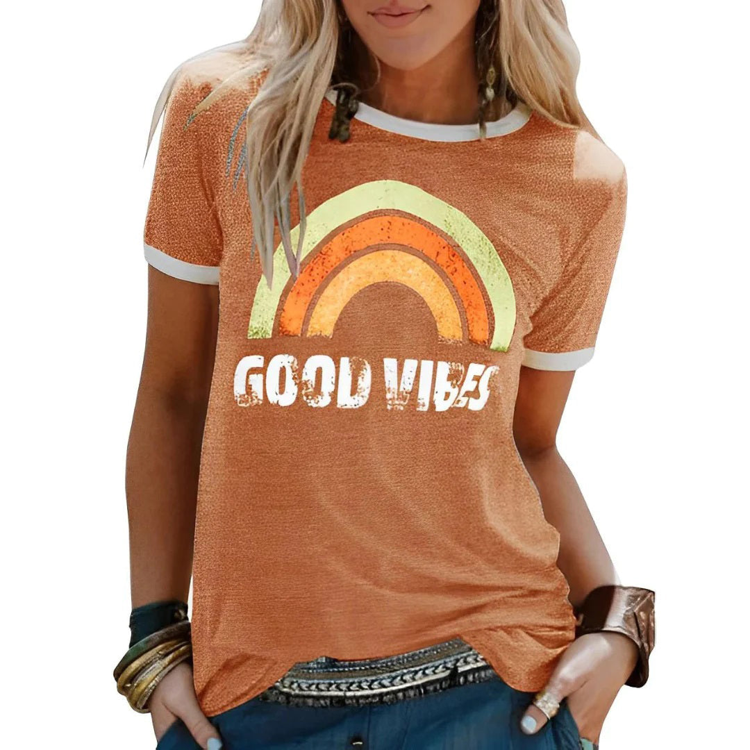 Losvallend T-shirt met kleurrijk grafisch patroon