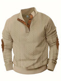 Heren gebreide outdoor trui met patches