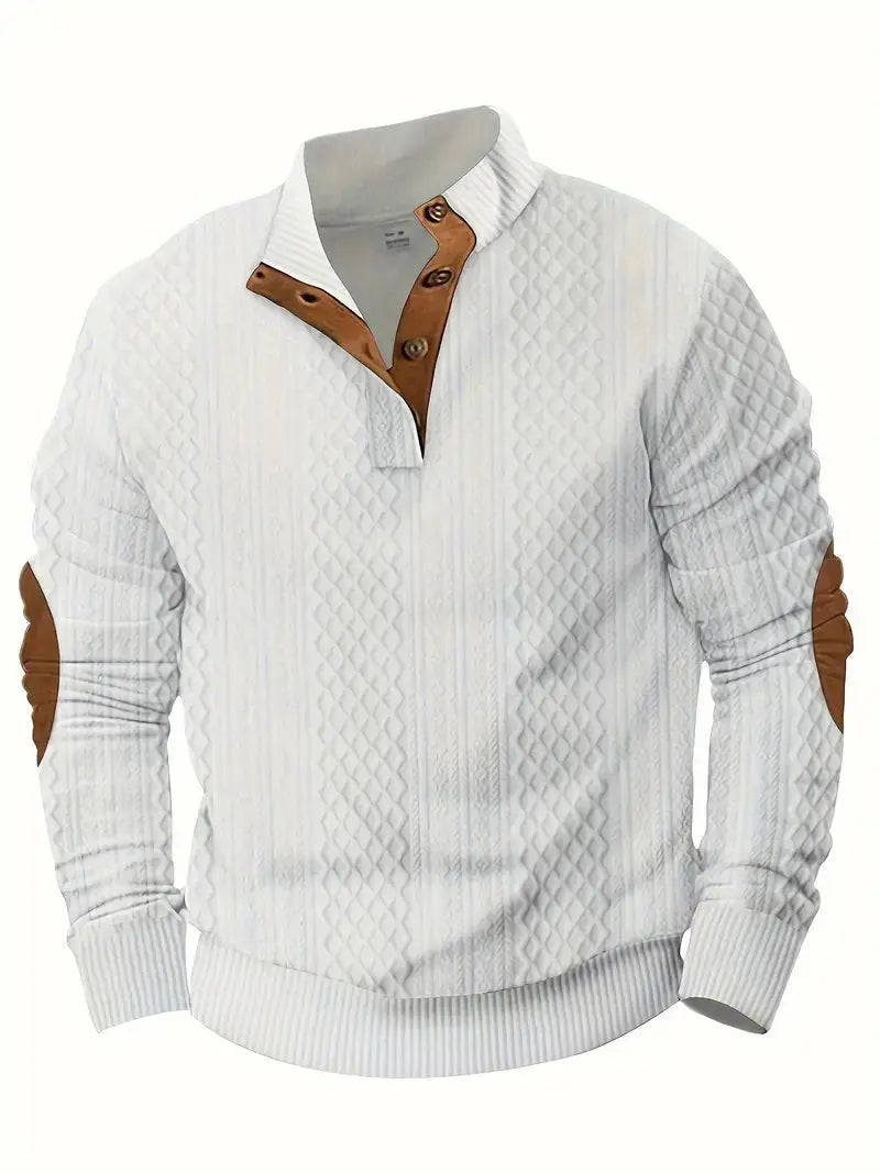 Heren gebreide outdoor trui met patches