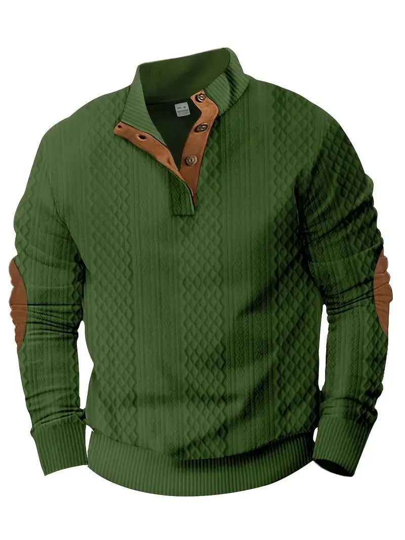 Heren gebreide outdoor trui met patches
