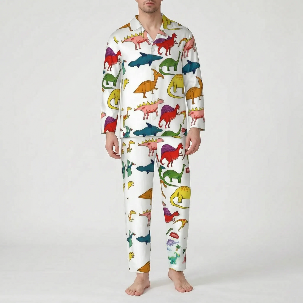 Oversized dinosaurusprint herenpyjama's