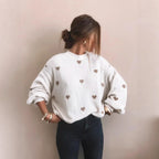 Oversized gebreide trui met geborduurde hartjes — afbeelding 1