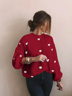 Oversized gebreide trui met geborduurde hartjes — afbeelding 6