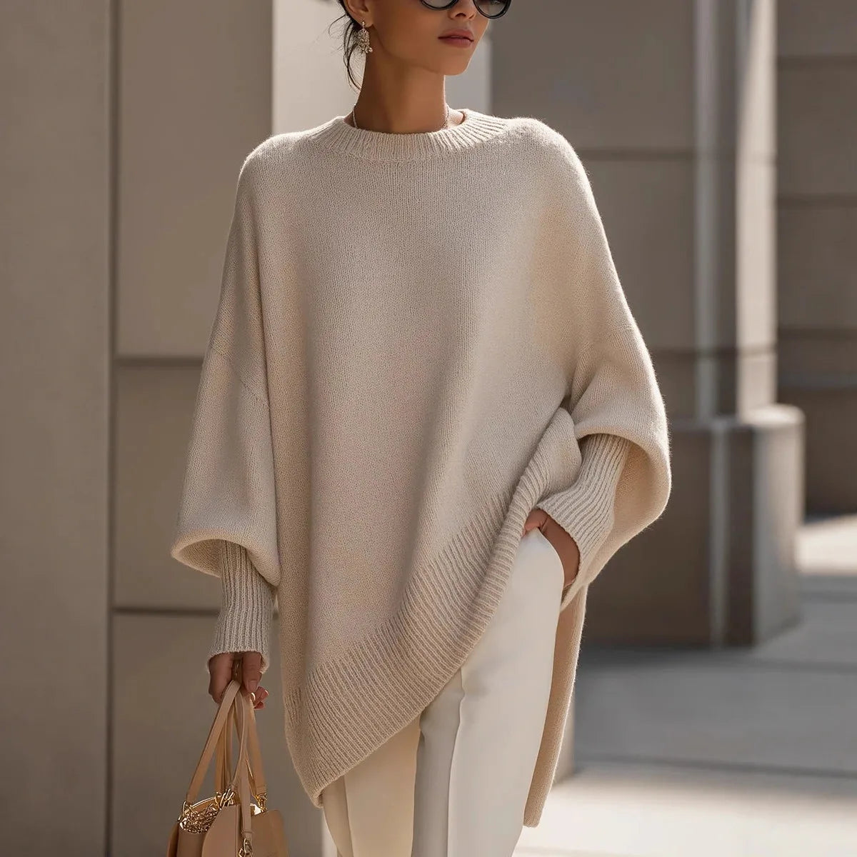 Oversized gebreide trui met ronde hals