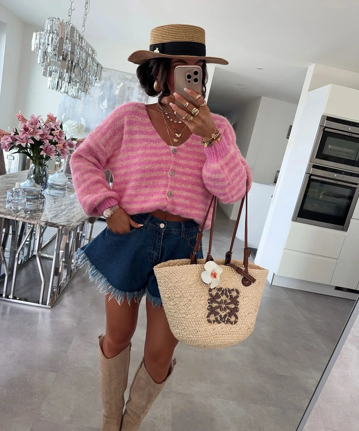 Oversized gestreept vest en V-Hals voor dames — afbeelding 11