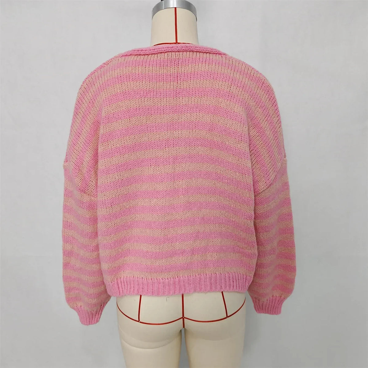 Oversized gestreept vest en V-Hals voor dames