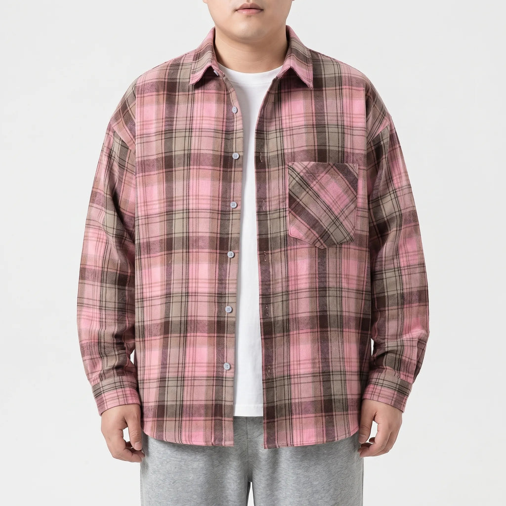 Oversized geruit overhemd met lange mouwen
