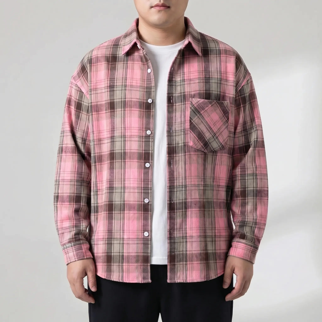 Oversized geruit overhemd met lange mouwen