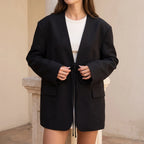 Oversized zwarte damesblazer