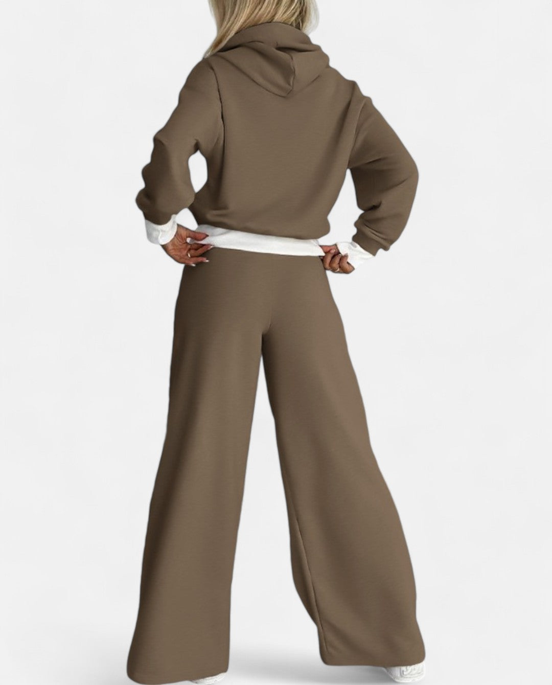 Tweekleurige hoodie set met wijde pijpen