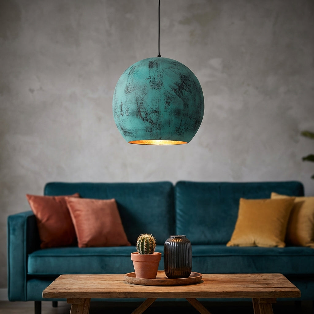 Hanglamp met geoxideerde patina