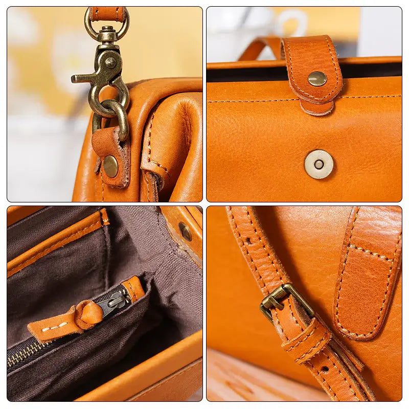 Leder retro crossbody handtas – materiaal: Italiaans gelooid leer — afbeelding 6