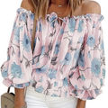 Off-Shoulder bloemenblouse met ruches