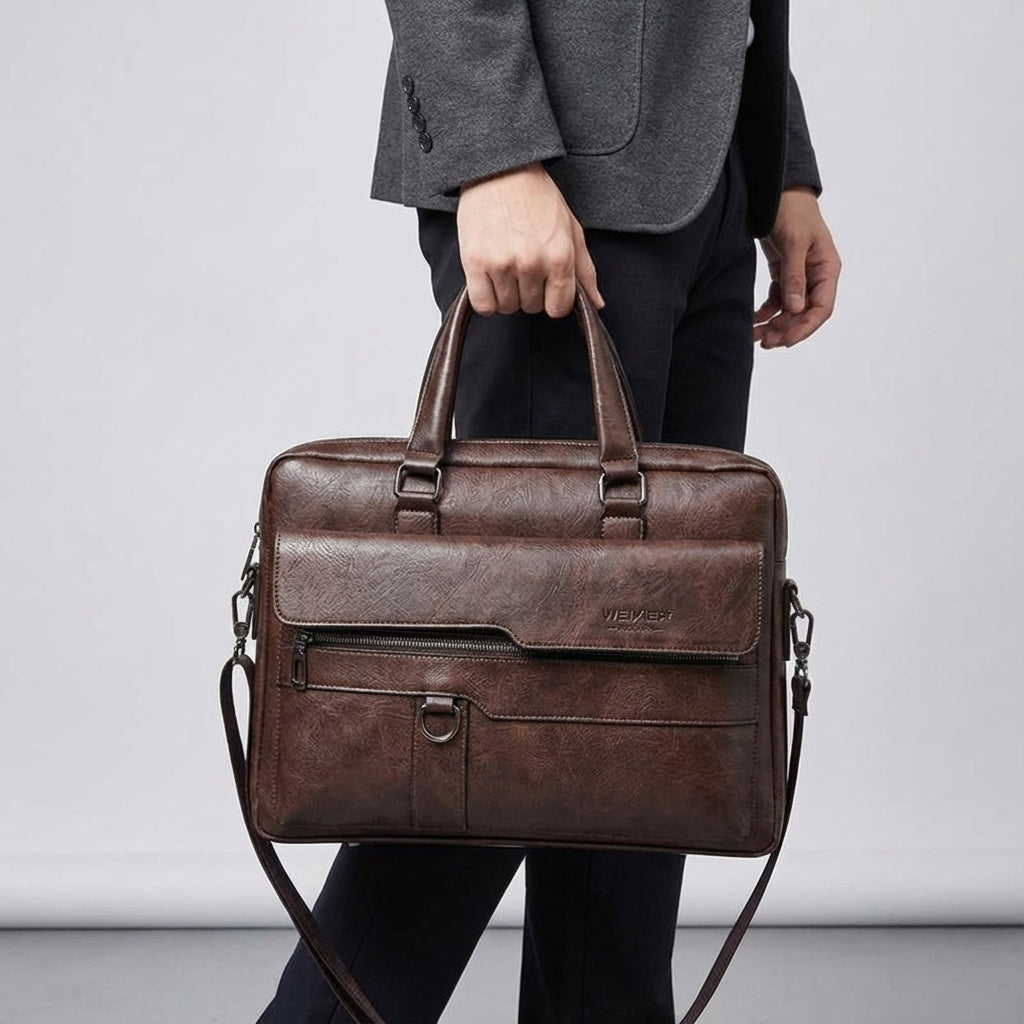 PU leder laptoptas met schouderband