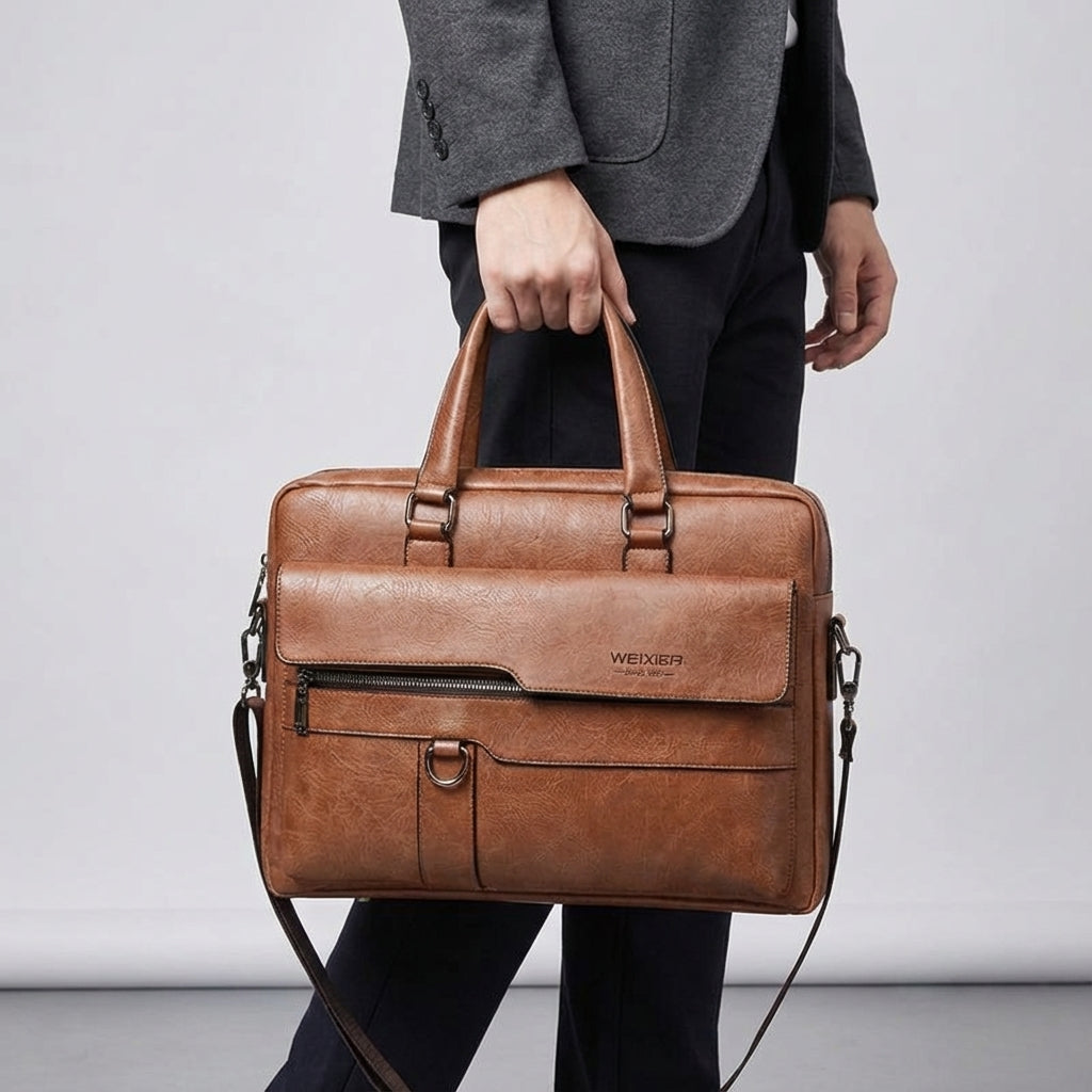 PU leder laptoptas met schouderband