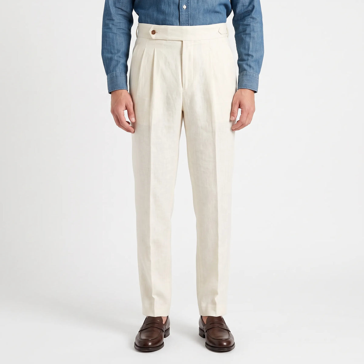 Pantalon met hoge taille en plooien