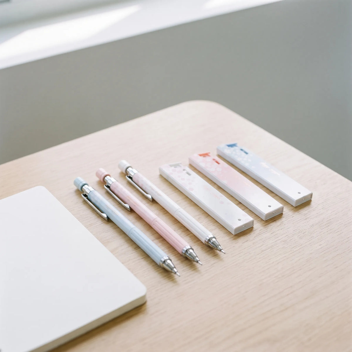 Set mechanische potloden met pastelbloemenpatroon