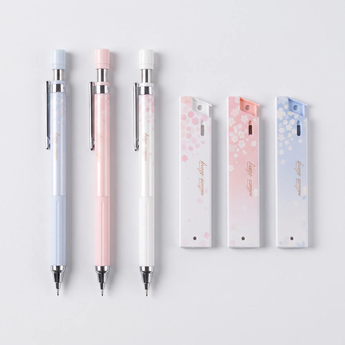Set mechanische potloden met pastelbloemenpatroon