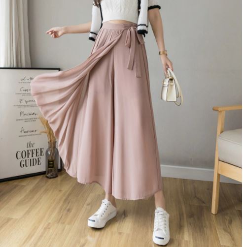 Geplooide broek van chiffon