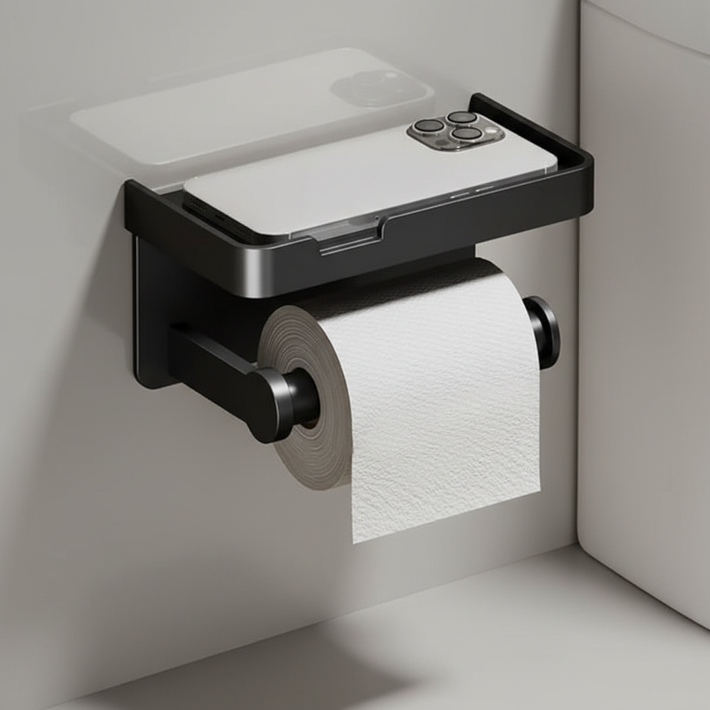 Ruimtebesparende toiletpapierhouder