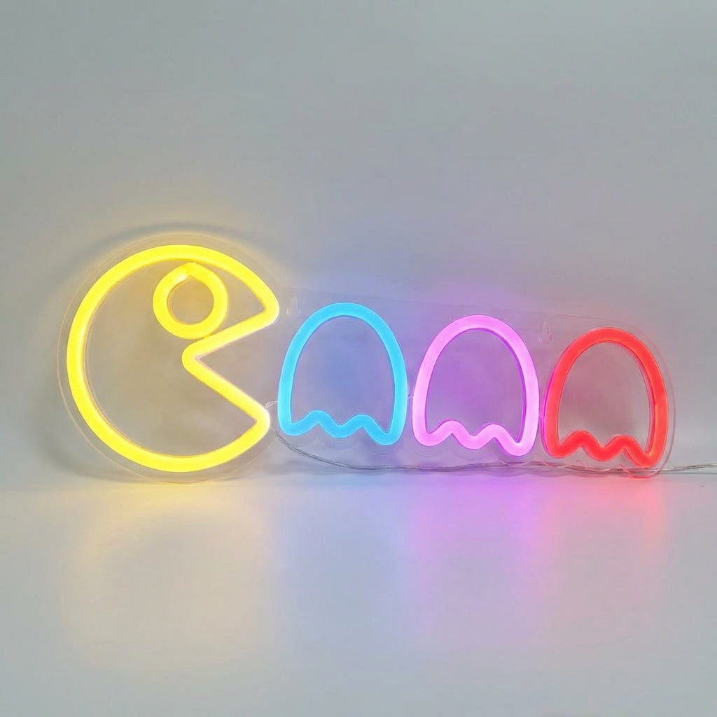 Speels neonschild met geesten