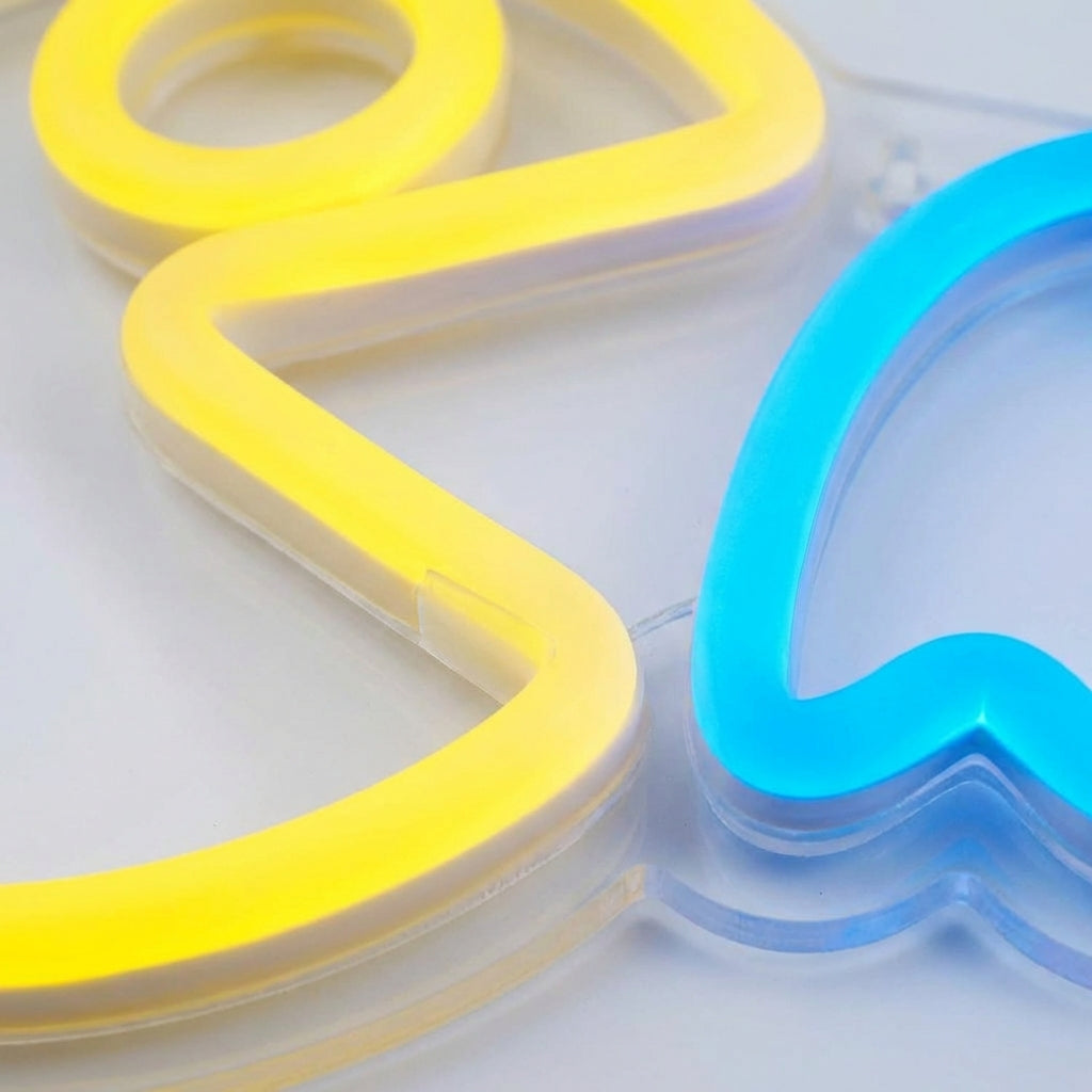 Speels neonschild met geesten